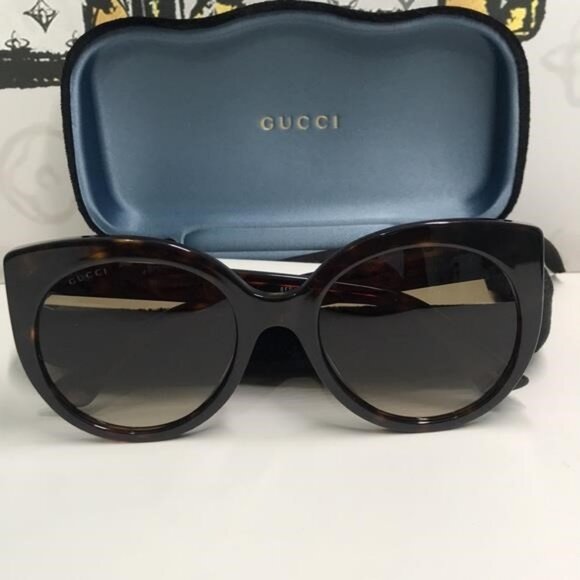 Luxury New Authentic Gucci GG0325S 002 Cat-Eye Sunglasses ✨